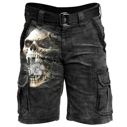 

Men's Classic Style Fashion Shorts Cargo Shorts Pocket Print Short Pants Casual Daily Graphic Skull Comfort Breathable Mid Waist Black M L XL XXL 3XL