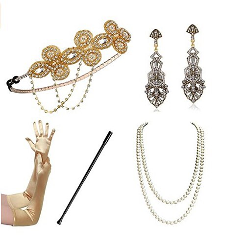 

Gatsby le magnifique Charleston Rétro Vintage 1950s 1920s Bal Masqué Femme Costume Vintage Cosplay Fête / Soirée Gants Mascarade / Coiffure / Colliers décoratif / Boucles d'Oreilles