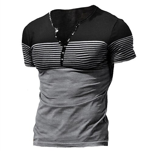 

Men's T shirt 3D Print Striped Graphic Crew Neck Casual Daily Print Short Sleeve Tops Fashion Vintage Designer Big and Tall Gray