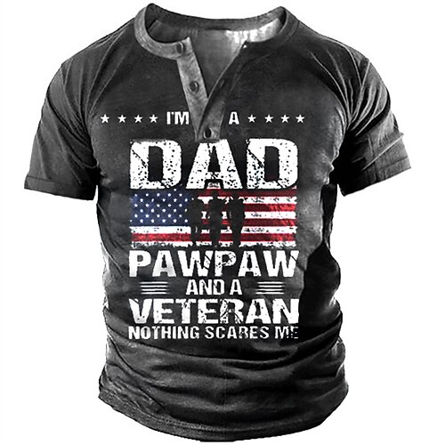 

Men's Henley Shirt Tee T shirt 3D Print Graphic Flag Plus Size Henley Daily Sports Button-Down Print Short Sleeve Tops Basic Casual Classic Designer Gray / Summer