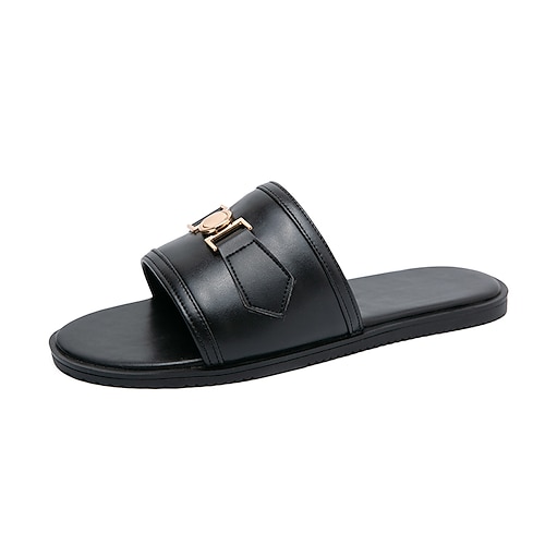 

Men's Slippers Flip-Flops Casual Daily PU Black / Gold Black Spring Summer
