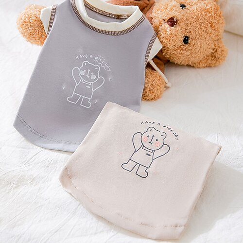

Dog Cat Vest Quotes Sayings Bear Fashion Cute Sports Casual / Daily Dog Clothes Puppy Clothes Dog Outfits Soft Gray Coffee Costume for Girl and Boy Dog Cloth XS S M L XL