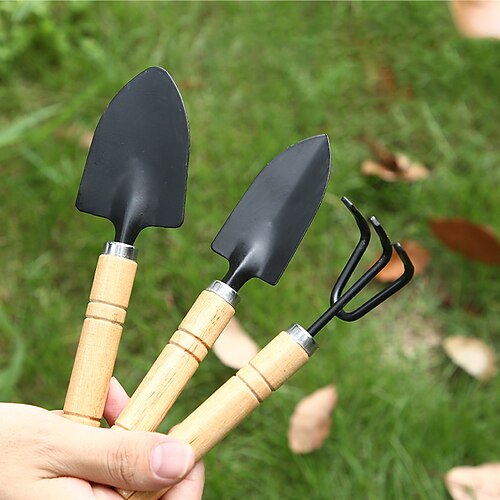 

3pcs/ Sets Of Mini Gardening Tools Wooden Handles Shovel Rakes Shovels Children'S Flowers Flowers Shovels Flower Shovels Garden Gardens Tools