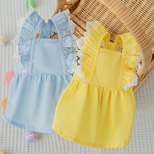 

Dog Cat Dress Lace Fashion Cute Sports Casual / Daily Dog Clothes Puppy Clothes Dog Outfits Soft Blue Yellow Costume for Girl and Boy Dog Cloth XS S M L XL 2XL
