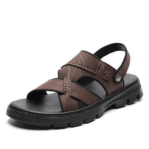 

Herre Sandaler Fritid Strandstil Daglig Fuskelær Svart Grå Brun Sommer