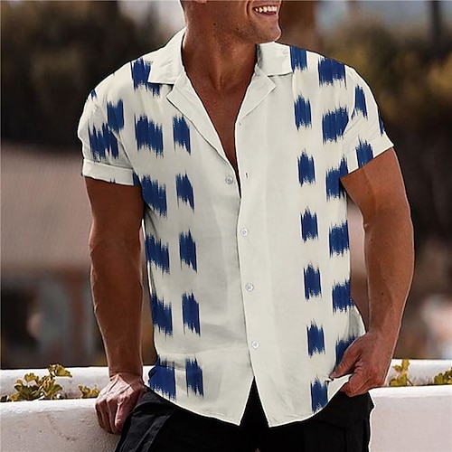 

Men's Shirt Print Tie Dye Turndown Street Casual Button-Down Print Short Sleeve Tops Casual Fashion Designer Breathable Blue / Spring / Summer