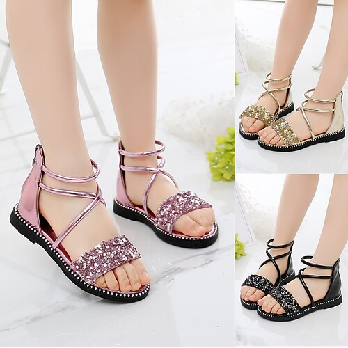 

Girls' Sandals Princess Shoes Leather Portable Princess Shoes Big Kids(7years ) Little Kids(4-7ys) Daily Outdoor Zipper Black Pink Gold Spring Summer