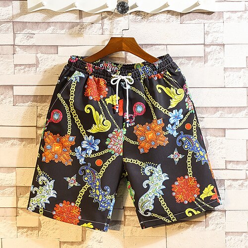 

Men's Classic Style Fashion Shorts Beach Shorts 3D Print Elastic Drawstring Design Short Pants Sports Outdoor Casual Plants Graphic Prints Comfort Breathable Mid Waist Green Blue White Black M L XL