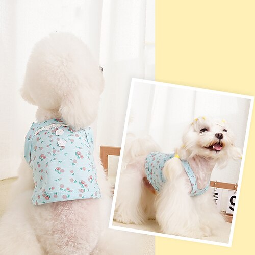 

Dog Cat Shirt / T-Shirt Flower Fashion Cute Sports Casual / Daily Dog Clothes Puppy Clothes Dog Outfits Soft Blue Pink Yellow Costume for Girl and Boy Dog Polyester S M L XL 2XL