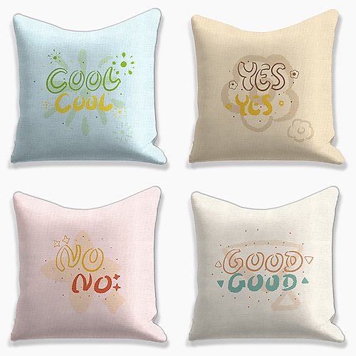 

Alphabet Double Side Cushion Cover 4PC Soft Decorative Square Throw Pillow Cover Cushion Case Pillowcase for Bedroom Livingroom Superior Quality Machine Washable Indoor Cushion for Sofa Couch Bed Chair