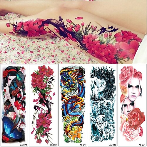 

5PCS Full Arm Temporary Tattoo Sleeve Waterproof Tattoos For Cool Men Women Tattoos Stickers On The Body Art