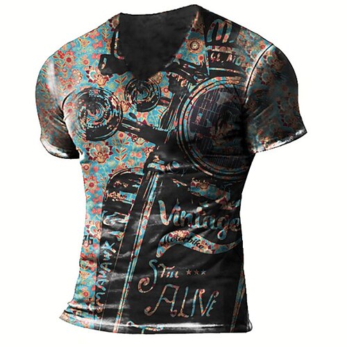 

Men's Unisex T shirt Tee 3D Print Graphic Prints Motorcycle V Neck Street Daily Print Short Sleeve Tops Casual Designer Big and Tall Sports Blue / Summer