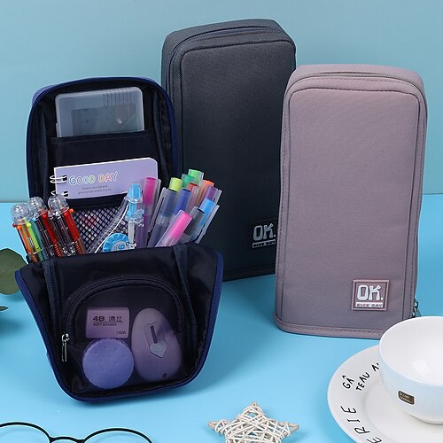 

PencilCasePenPouchMarkerBag Wear-Resistant Multifunction With Zipper Canvas for School Student Kids