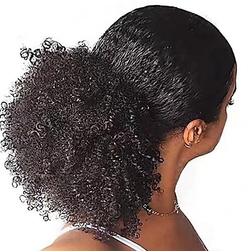 

Kinky Curly Human Hair Drawstring Ponytail For Black Women 8A Brazilian Virgin Afro Kinky Curly Clip In Ponytail Extension Human Hair Pieces Natural Black