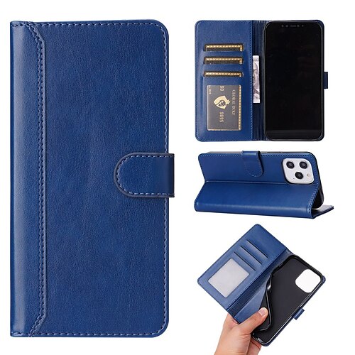 

Phone Case For Apple Wallet Card iPhone 13 Pro Max 12 Mini 11 X XR XS Max 8 7 Shockproof Card Holder Slots Magnetic Flip Solid Colored PU Leather