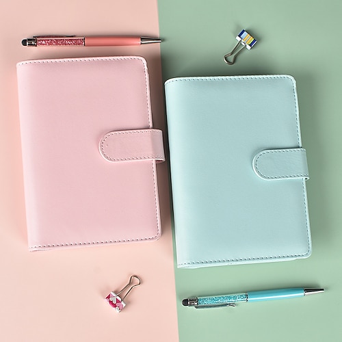 

Leather Notebook Lined A6 4.1×5.8 Inch Solid Color PU SoftCover Small 200 Pages Notebook for School Office Business