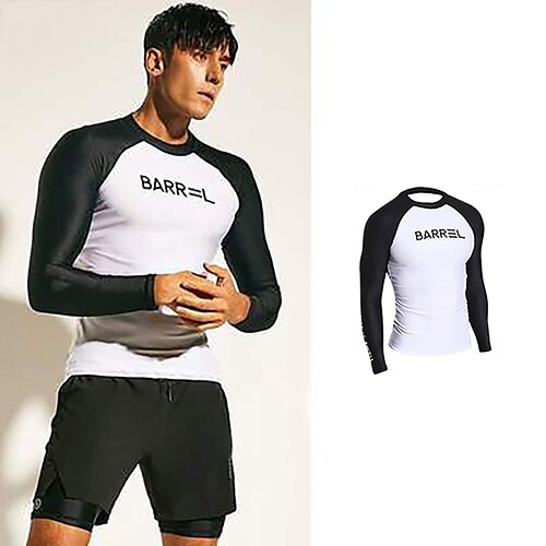 

Men's Rash Guard UPF50 Breathable Quick Dry Long Sleeve Sun Shirt Swim Shirt Swimming Surfing Beach Water Sports Patchwork Spring Summer / Lightweight