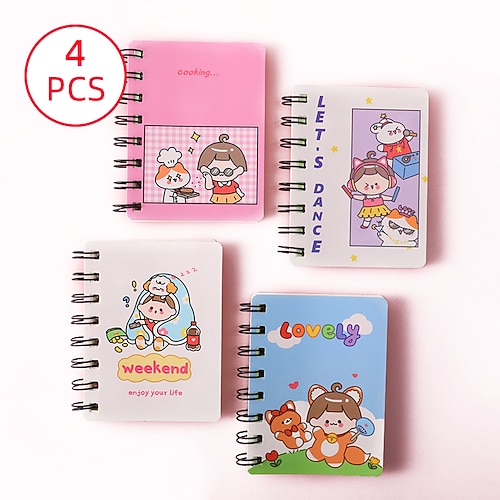 

10 pcs Notebook Plain A7 2.9×4.1 Inch Kawaii Cartoon Cute Paper SoftCover Portable 80 Pages Notebook for School Office Traveler