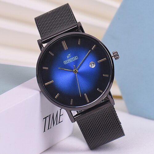 

Oktime Quartz Watch for Men Analog Quartz Basic Formal Style Minimalist Waterproof Color Gradient Metal Stainless Steel Skeleton / One Year