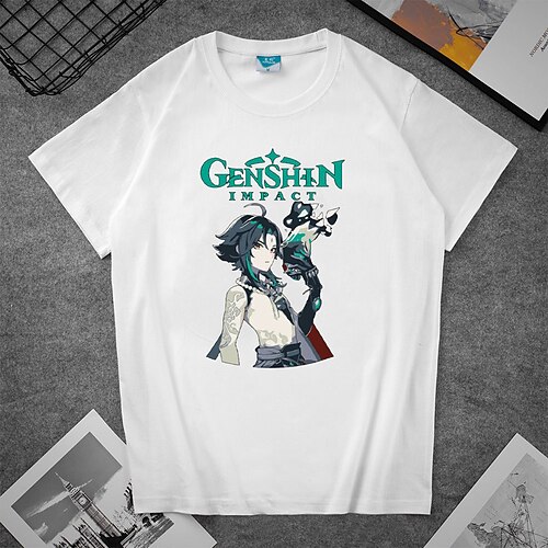 

Inspired by Genshin Impact Xiao T-shirt Cartoon 100% Polyester Anime Harajuku Graphic Kawaii T-shirt For Men's / Women's / Couple's