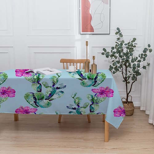 

Cactus Tablecloth,Rectangle Farmhouse Table Cloth Water Resistant Dust Proof Decorative Table Cover for Kitchen Holiday Home Party Decor