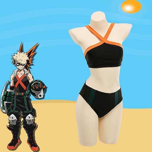 

Inspired by My Hero Academia Boko No Hero Bakugou Katsuki Anime Cosplay Costumes Japanese Swimwear Bikini Top Shorts For Women's