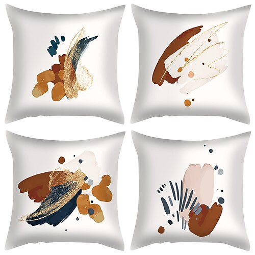 

Simple Yellow Rustic Double Side Cushion Cover 4PC Soft Decorative Square Throw Pillow Cover Cushion Case Pillowcase for Bedroom Livingroom Superior Quality Machine Washable Indoor Cushion for Sofa Couch Bed Chair