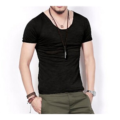 

Men's T shirt Solid Color V Neck Casual Daily Short Sleeve Tops Lightweight Fashion Comfortable Big and Tall Green Blue Black