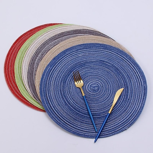 

Round Braided Placemat Washable Round Place Mat for Kitchen Table Heat-Resistant Stain Resistant Anti-Skid