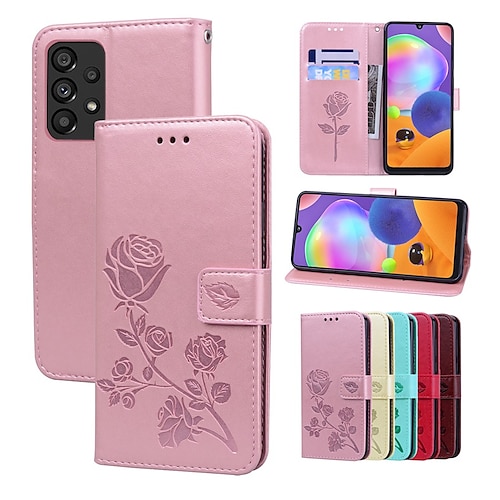 

téléphone Coque Pour Samsung Galaxy Portefeuille S23 S22 S21 S20 Plus Ultra A32 avec dragonne Avec porte-cartes Flip magnétique Couleur Pleine Fleur faux cuir