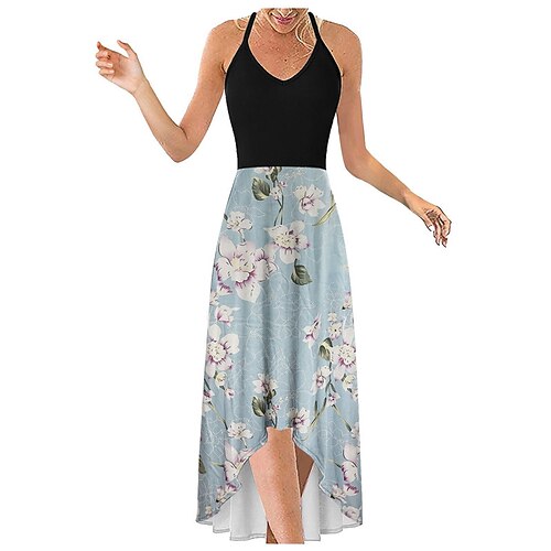 

Women's Swing Dress Slip Dress Yellow Rainbow Red Sleeveless Floral Plus High Low Spring Summer Spaghetti Strap 2022 S M L XL XXL