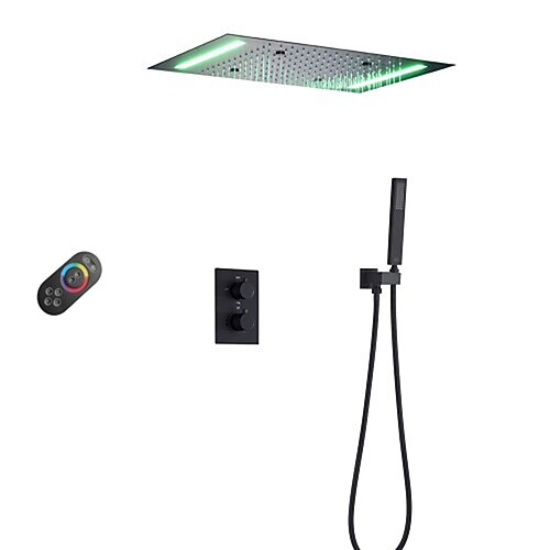 

Shower Faucet,Constant Temperature Concealed Luxury Shower Faucet Set, Spray Deluge Shower Top Spray, LED Control Panel With Portable Hand-Held Shower