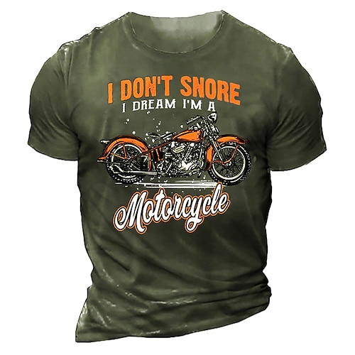 

Men's Unisex T shirt 3D Print Graphic Prints Motorcycle Crew Neck Street Daily Print Short Sleeve Tops Casual Designer Big and Tall Papa T Shirts Black Gray Army Green