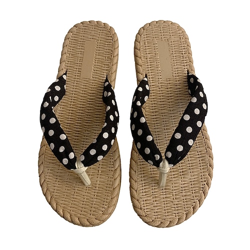 

Women's Slippers Flip-Flops Flat Sandals Flat Heel Round Toe Open Toe Elegant Casual Daily PVC Loafer Spring Summer Polka Dot White Black Light Green