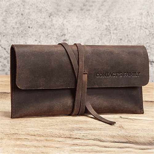 

Pencil Pouch Waterproof Slim Wear-Resistant Leather for School Office Business