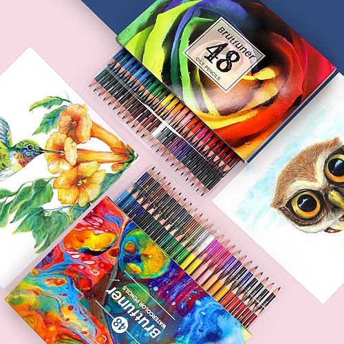 

Colored Pencils 2B Log Pen Holder Rainbow Wood Pencils 48 Count for Exams School Office Drawing and Sketching