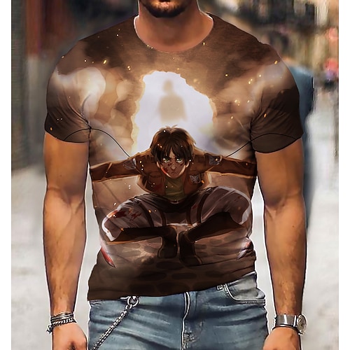 

Inspired by Attack on Titan Eren Jager T-shirt Anime 100% Polyester Anime Classic Retro Vintage T-shirt For Men's