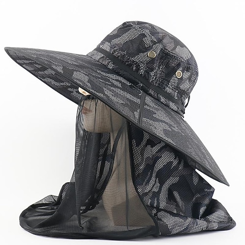 

Men's Women's Sun Hat Fishing Hat Hiking Hat Mosquito Head Net Hat Wide Brim with Face Cover Neck Flap Summer Outdoor UV Sun Protection Sunscreen Anti-Mosquito UV Protection Hat Camouflage Mesh