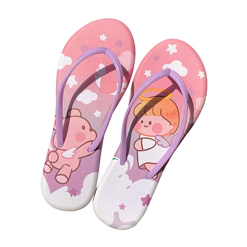 

Women's Slippers Flip-Flops Flat Sandals Flat Heel Round Toe Open Toe Elegant Casual Daily PVC Loafer Spring Summer Animal Patterned Anime Clear Purple