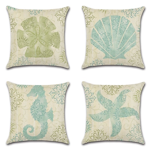 

Shell Double Side Cushion Cover 4PC Soft Decorative Square Throw Pillow Cover Cushion Case Pillowcase for Bedroom Livingroom Superior Quality Machine Washable Indoor Cushion for Sofa Couch Bed Chair