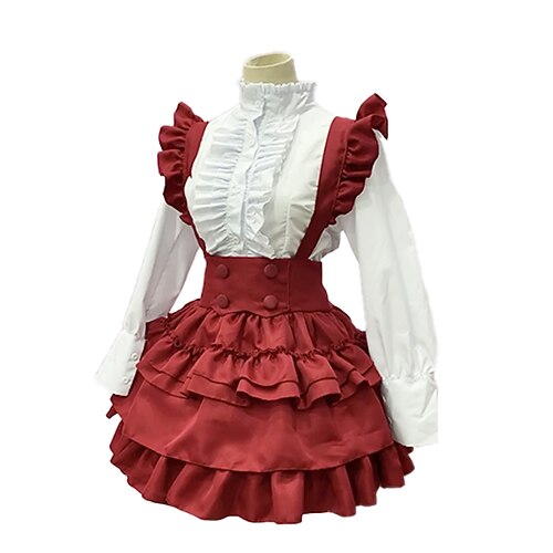 

Lolita Sweet Lolita Gothic Lolita Classic Lolita Dress Skirt Women's Japanese Cosplay Costumes Red Solid Color Cap Sleeve Short Sleeve Midi / Apron / Apron