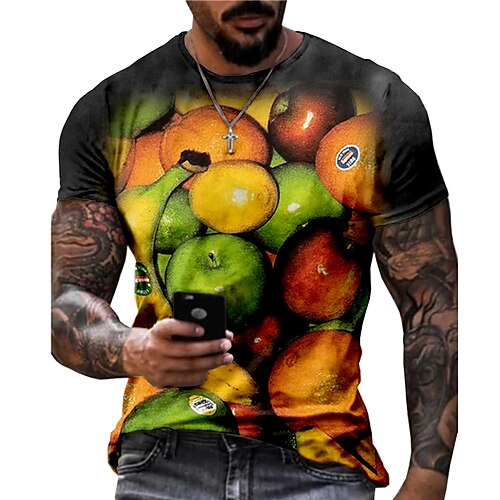 

Men's Unisex T shirt 3D Print Graphic Prints Fruit Crew Neck Street Daily Print Short Sleeve Tops Casual Designer Big and Tall Sports White Army Green Khaki / Summer