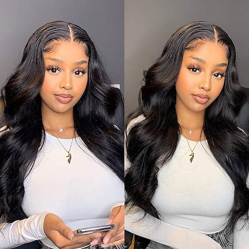 

Remy Human Hair 13x6 Lace Front Wig Free Part Brazilian Hair Body Wave Wavy Natural Wig 150% 180% 200% Density with Baby Hair Soft Natural Hairline 100% Virgin With Bleached Knots For Women's Long