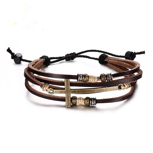

Leather Bracelet Braided Vintage Theme Fashion Leather Bracelet Jewelry Brown For Anniversary Gift Date Festival