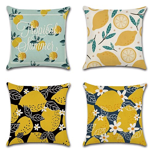

Fruit Double Side Cushion Cover 4PC Soft Decorative Square Throw Pillow Cover Cushion Case Pillowcase for Sofa Bedroom Superior Quality Machine Washable
