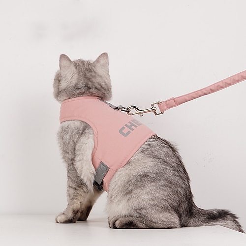 

Dog Cat Pets Harness Leash Portable Durable Safety Outdoor Walking Letter Polyester Small Dog Green Gray Pink Blue 1pc