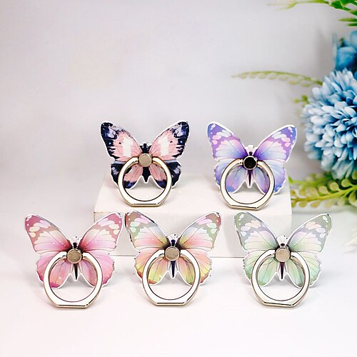 

Butterfly Cell Phone Ring Holder Finger Ring Grip Stand 360° Rotation 180° Flip Universal Kickstand Compatible with All Smartphones