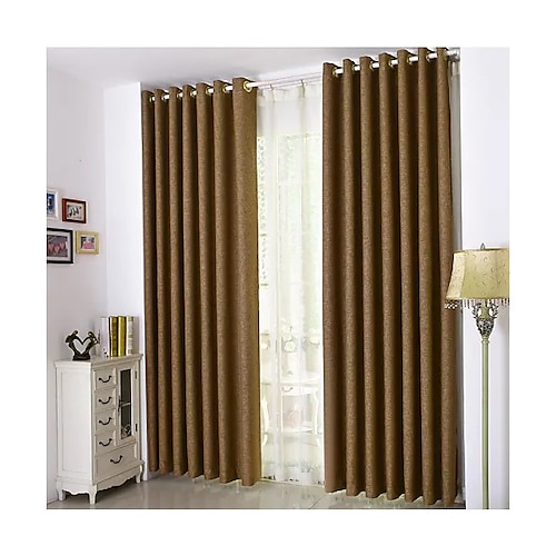 

2 Panels Window Curtain Window Treatments Grey Brown Room Darkening Grommet Rod Pocket Tap Top Pleat for Home Bedroom Living Room