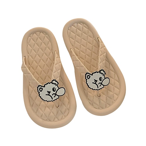 

Women's Slippers Flip-Flops Flat Sandals Flat Heel Round Toe Open Toe Elegant Casual Daily PVC Loafer Spring Summer Animal Patterned Solid Colored Almond Black