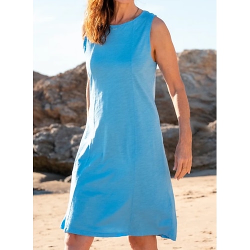 

Women's A Line Dress Short Mini Dress Blue Sleeveless Solid Color Ruched Spring Summer Crew Neck Elegant Casual 2022 S M L XL XXL